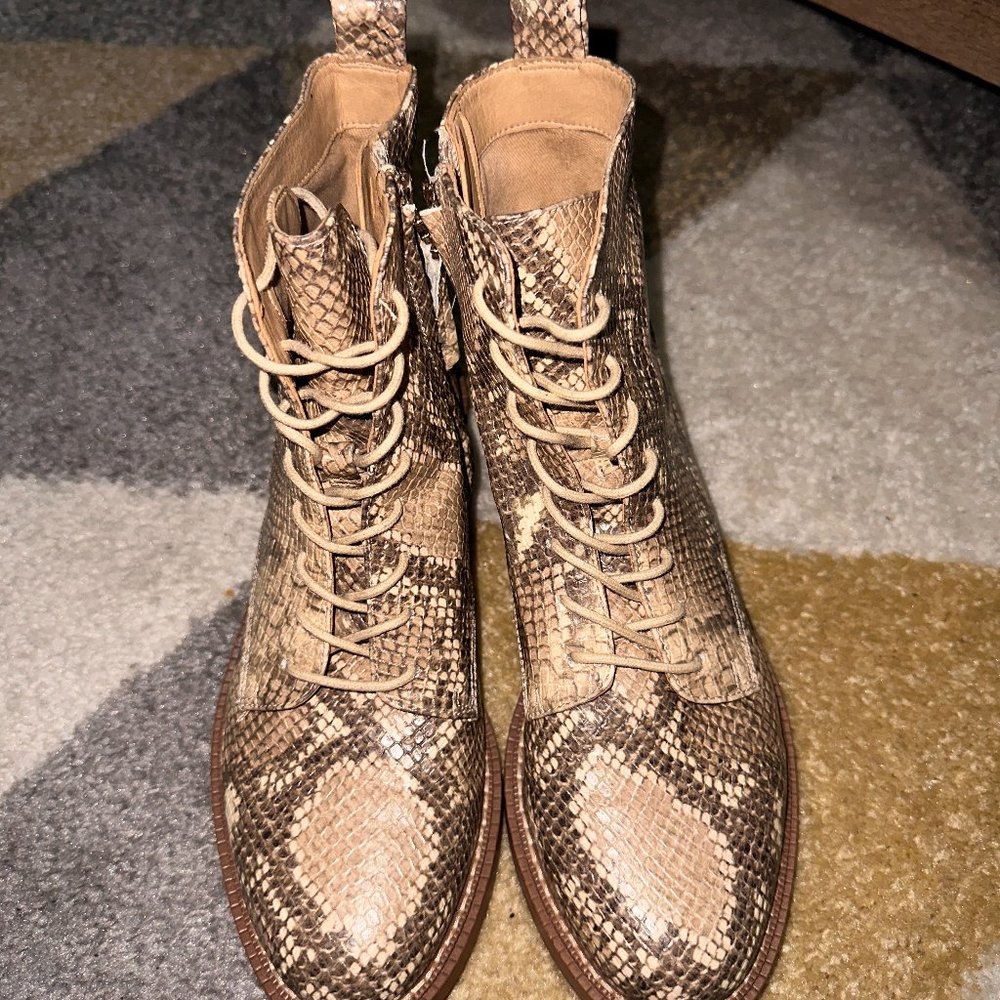 Sam Edelman lace up snakeskin boot